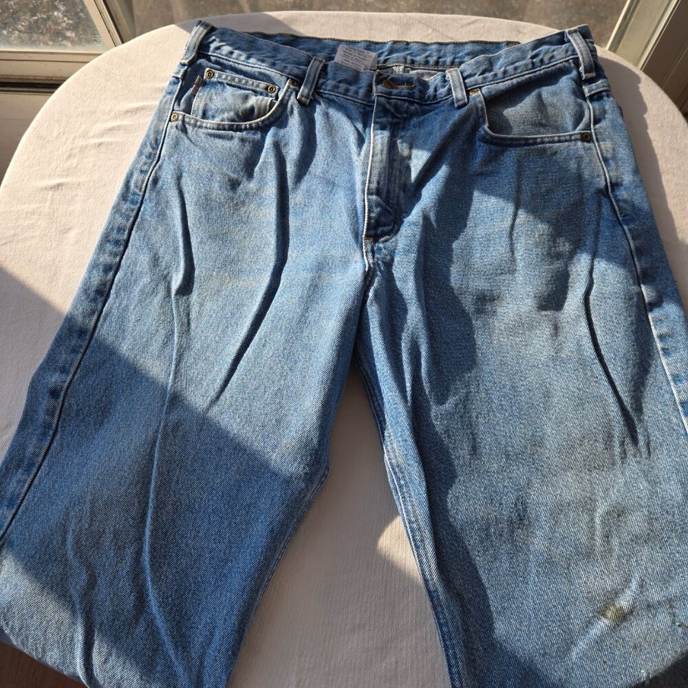 Carhartt Relaxed Fit Tapered Mens Jeans B17-STW Leather Patch Size 36 X 30